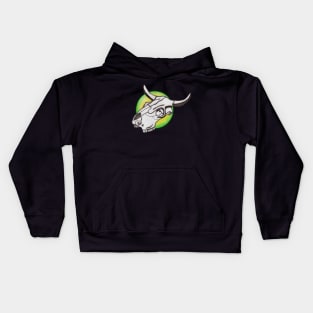 Cow Skull In Green Circle Kids Hoodie